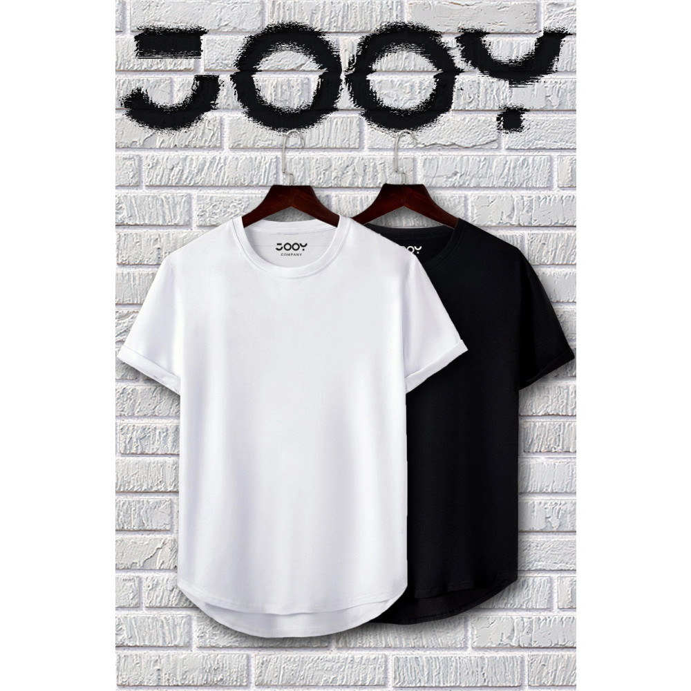 Jooy Company Unisex Siyah Beyaz Oval Kesim Tshirt 2li Set S Beden Bayan T-shirt Fiyatı