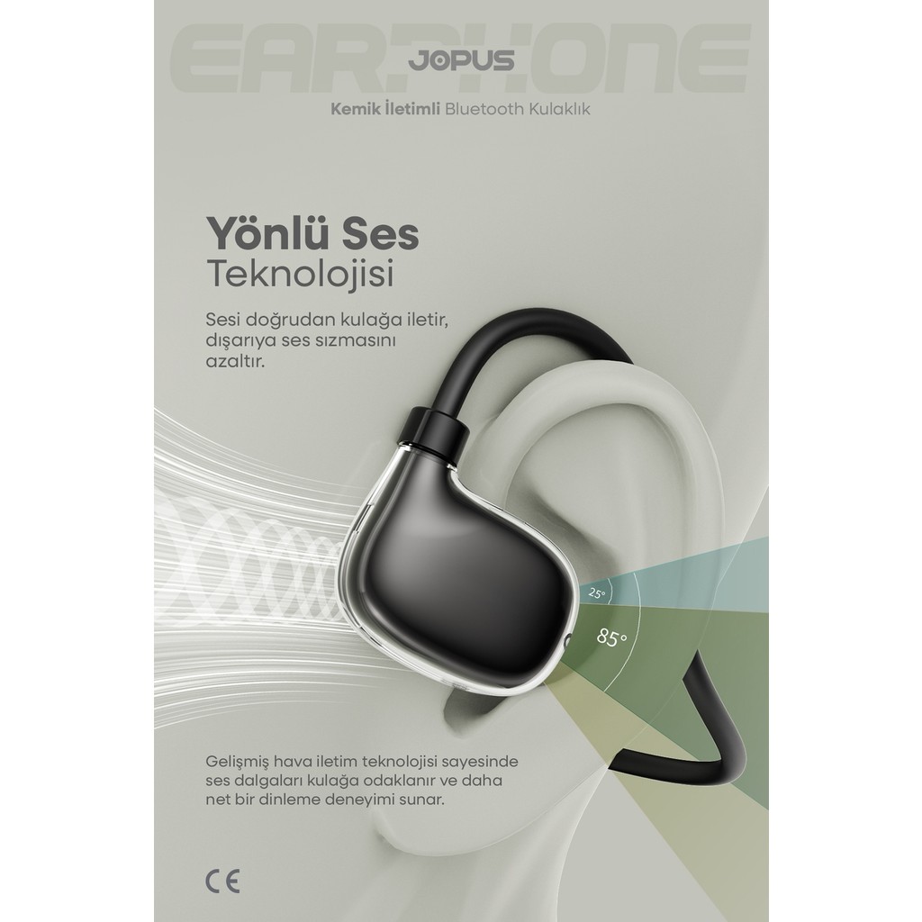 Jopus Boyun Bantlı Sporcu Bluetooth Kulaklık Esnek ve Hafif Tasarım 6 Saat Müzik Süresi Siyah AZ-BN06 Bluetooth Kulaklık Fiyatı