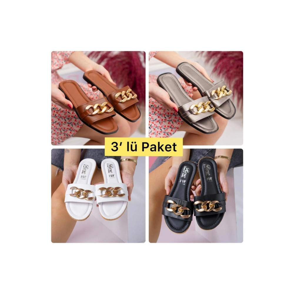 JOTAA 3 Lü Kadın Ev Ve Dışarı Terliği Çeyiz Misafir Yazlık Terlik 40 Beden Unisex Sandalet Fiyatı