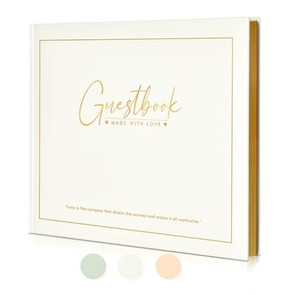 Jowaia Wedding Guest Book - Guest Book for Wedding Reception, Baby Shower, Birthday, Anniversary and Special Day - Registry Guestbook for Guests to Sign in and Add Photos with 110 Lined Pages (Cream)