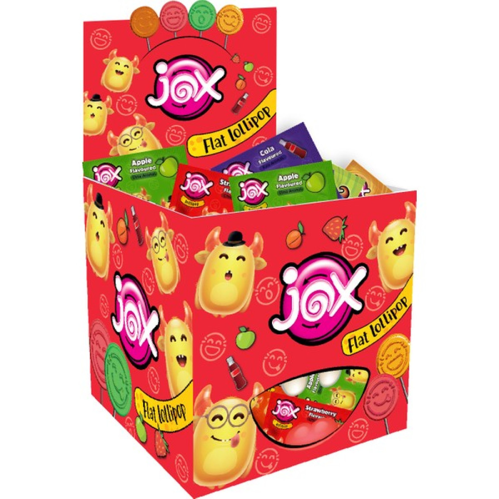 Jox Flat Kabartmalı Yüz İfadeli Çilek-Kola-Şeftali-Elma Aromalı Lolipop Şekerleme 6,2 gr x 150 adet - 930 gr Diğer Fiyatı