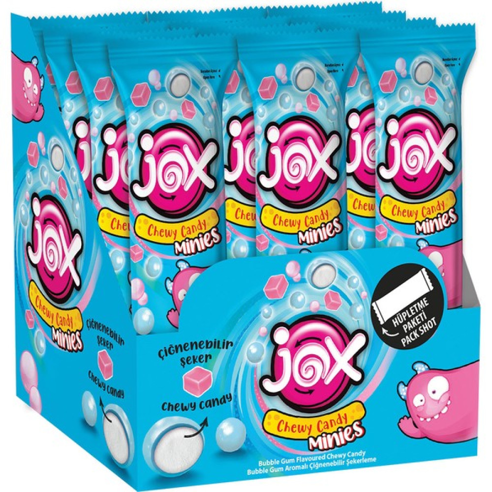 JOX MINIES; Bubble Gum Çiğnenebilir Şekerleme (10 gr x 24 adet/kutu 240 gr) - 240 gr Diğer Fiyatı