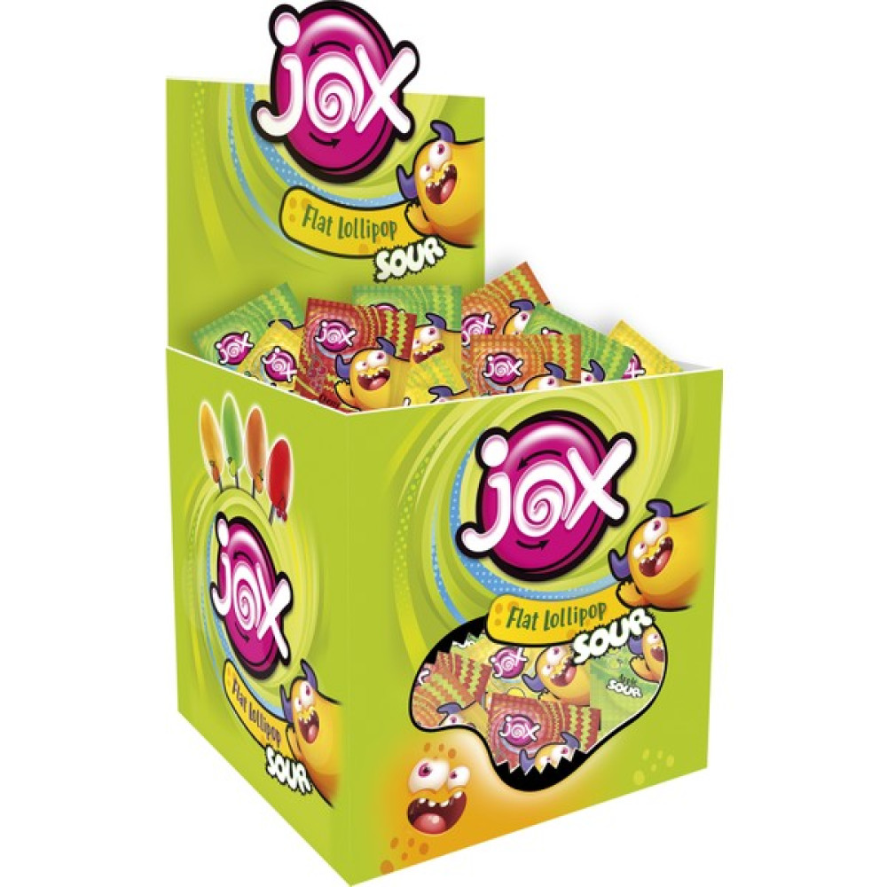 Jox Yassı Sour - Vişne, Limon, Elma, Şeftali Aromalı Ekşili Yassı Lollipop Şekerleme (8 gr x 120 Adet) - 960 gr Diğer Fiyatı