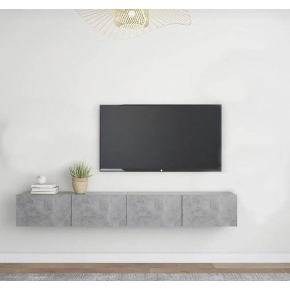 Joy Dizaynn Joy Tv Ünitesi Tv Sehpası Alt Modülü Gri Beton Dokulu 240 cm - Abanoz - Antrasit Tv Ünitesi / Sehpası Fiyatı