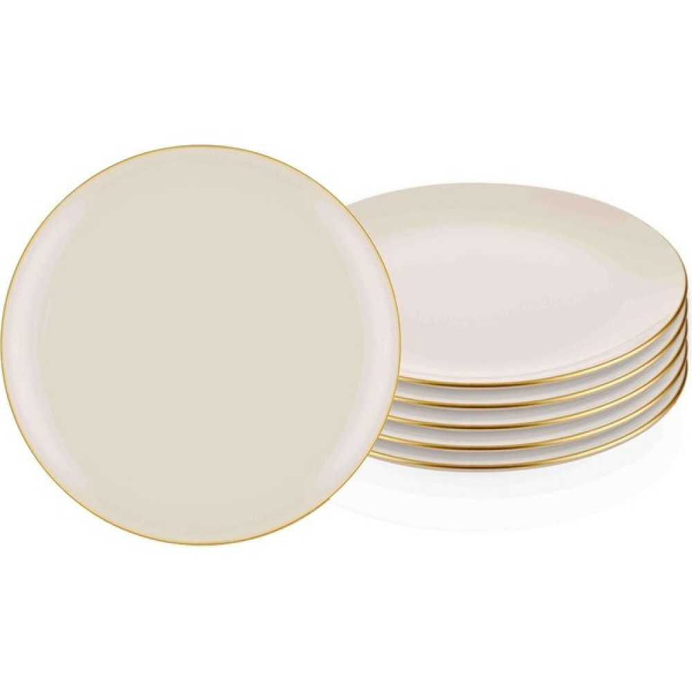 Joy Home&Accessories Pasta Tabağı 6lı Set Krem Basic Gold Detay Porselen 19 cm Mutfak Gereçleri Fiyatı