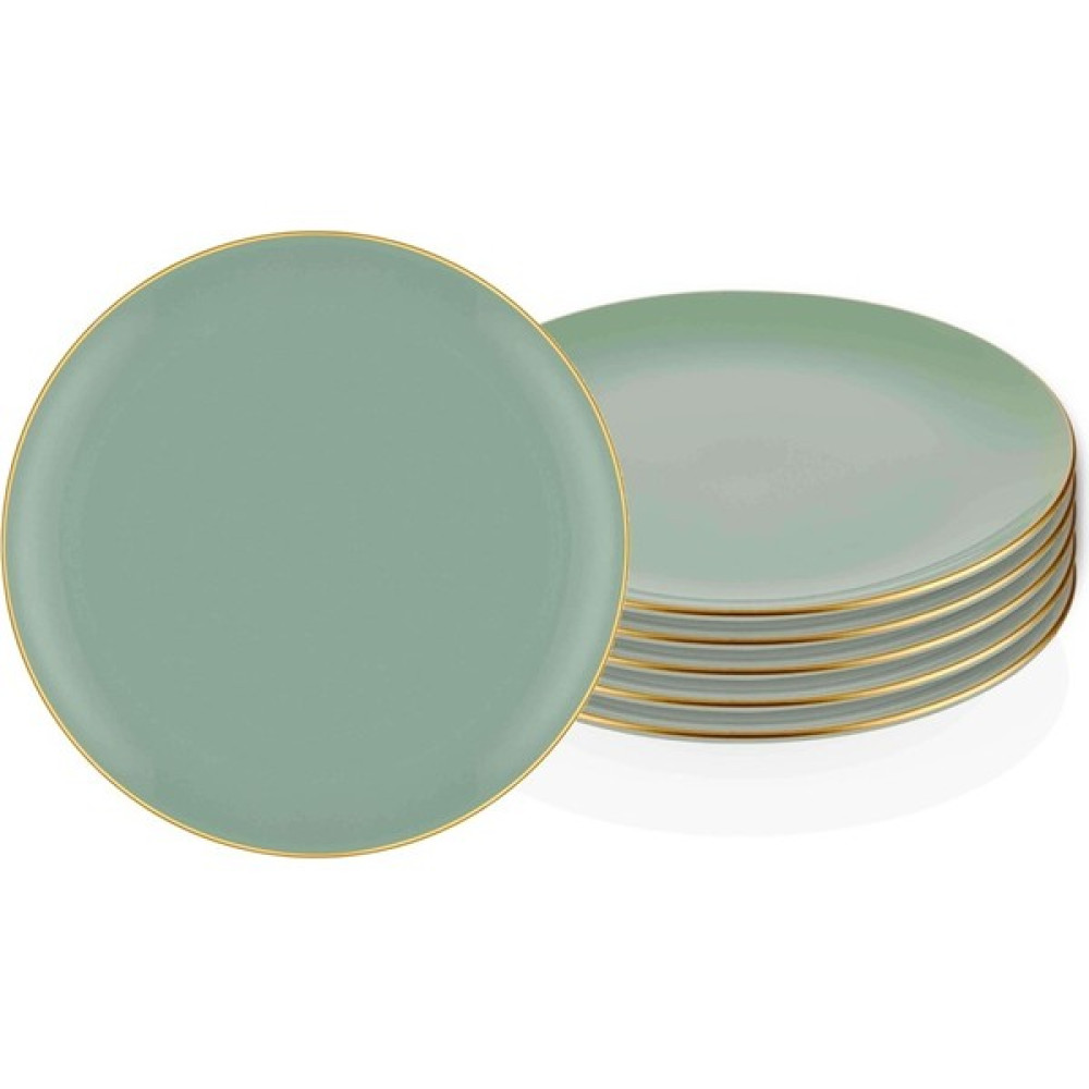 Joy Home&Accessories Pasta Tabağı 6lı Set Su Yeşili Basic Gold Detay Porselen 19 cm Mutfak Gereçleri Fiyatı