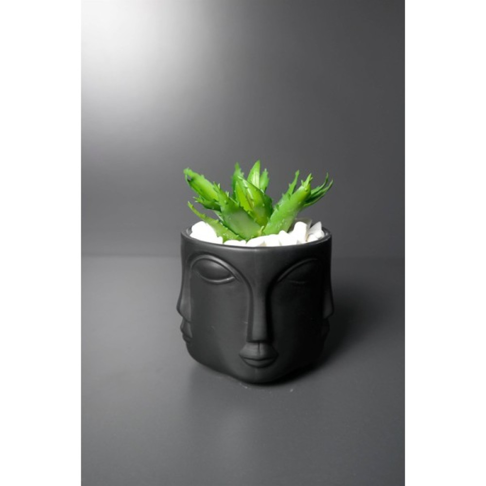 Joy Home&Accessories Siyah Adler Surat İfadeli Dekoratif Seramik Saksı Büyük 11 cm Saksı ve Aksesuarları Fiyatı