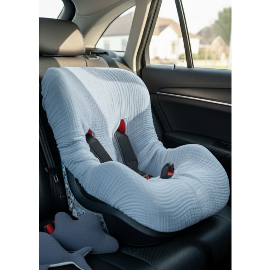 Joyous Mom & Kids 4 Katlı Müslin Bebek Oto Koltuk Kılıfı Lastikli %100 Pamuk Organik Oto Koltuk Kılıfı - Mavi Bebek Oto Koltuğu Fiyatı