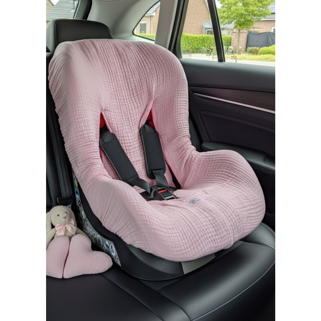 Joyous Mom & Kids 4 Katlı Müslin Bebek Oto Koltuk Kılıfı Lastikli %100 Pamuk Organik Oto Koltuk Kılıfı - Pembe Bebek Oto Koltuğu Fiyatı