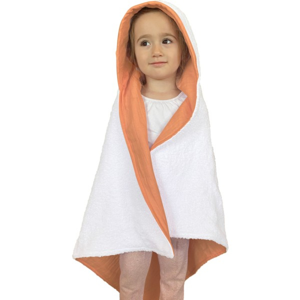 Joyous Mom Kids Havlu Müslin Kapüşonlu Bebek Çocuk Havlu Kundak Banyo Havlusu Pamuk Plaj Havlusu Çift Yönlü Kullanım - Beyaz - Turuncu - 0 - 3 Yaş Bebek Banyo-Tuvalet Fiyatı
