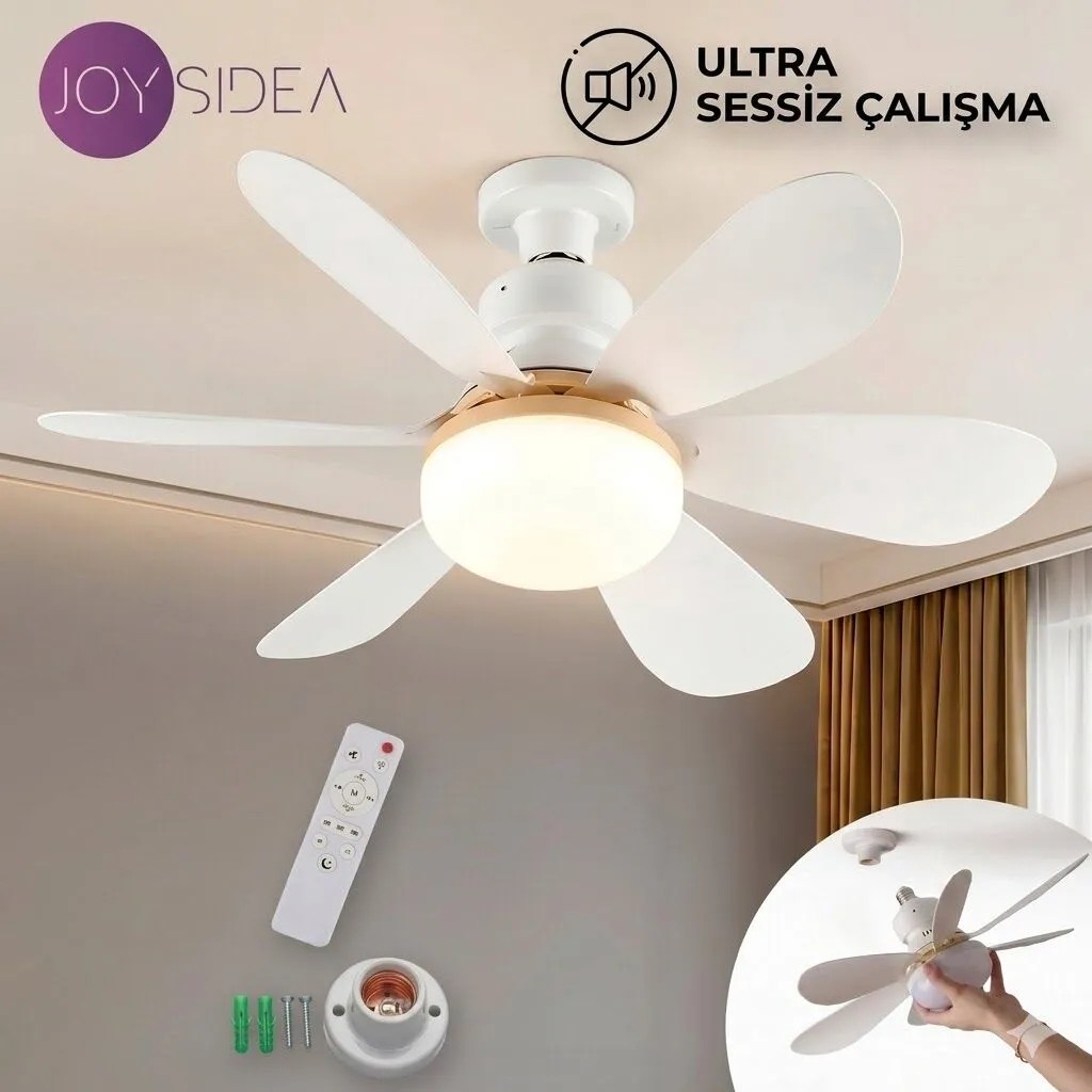 JOYSIDEA | Led Işıklı Uzaktan Kumandalı Tavan Vantilatörü Qysf-300 - Beyaz TV Aksesuarları Fiyatı