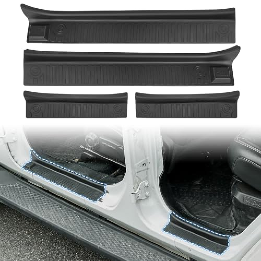 JOYTUTUS Door Sill Guards Compatible with Wrangler JL JLU 4 Doors 2018-2025, Door Sill Protectors Full Coverage for Door Sill Accessories, Entry Scuff Plate Cover (4Pcs Set)