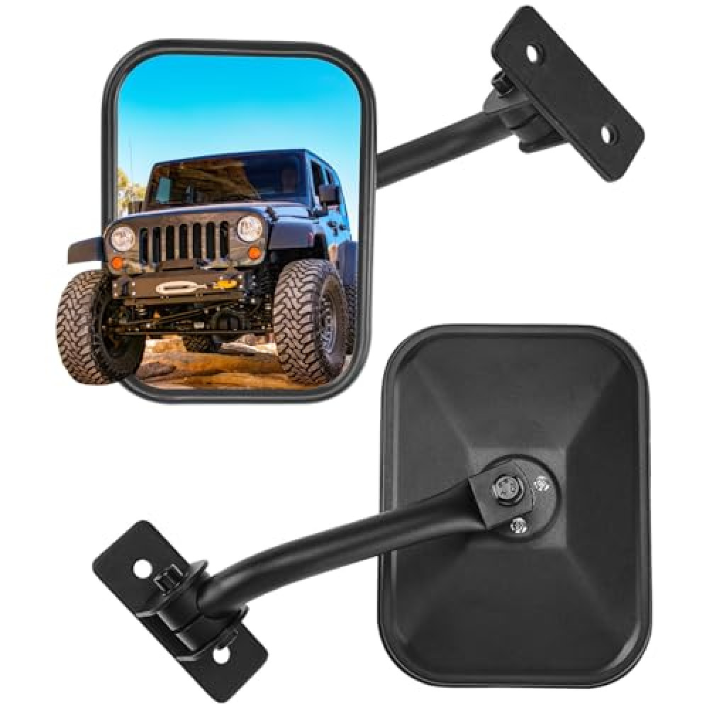 JOYTUTUS Mirrors Doors Off Compatible with Wrangler TJ JK JKU 1997-2018, Easy-Install Quick Release Side View Mirrors, No Vibrate & Wobble, Not Fit Doors On