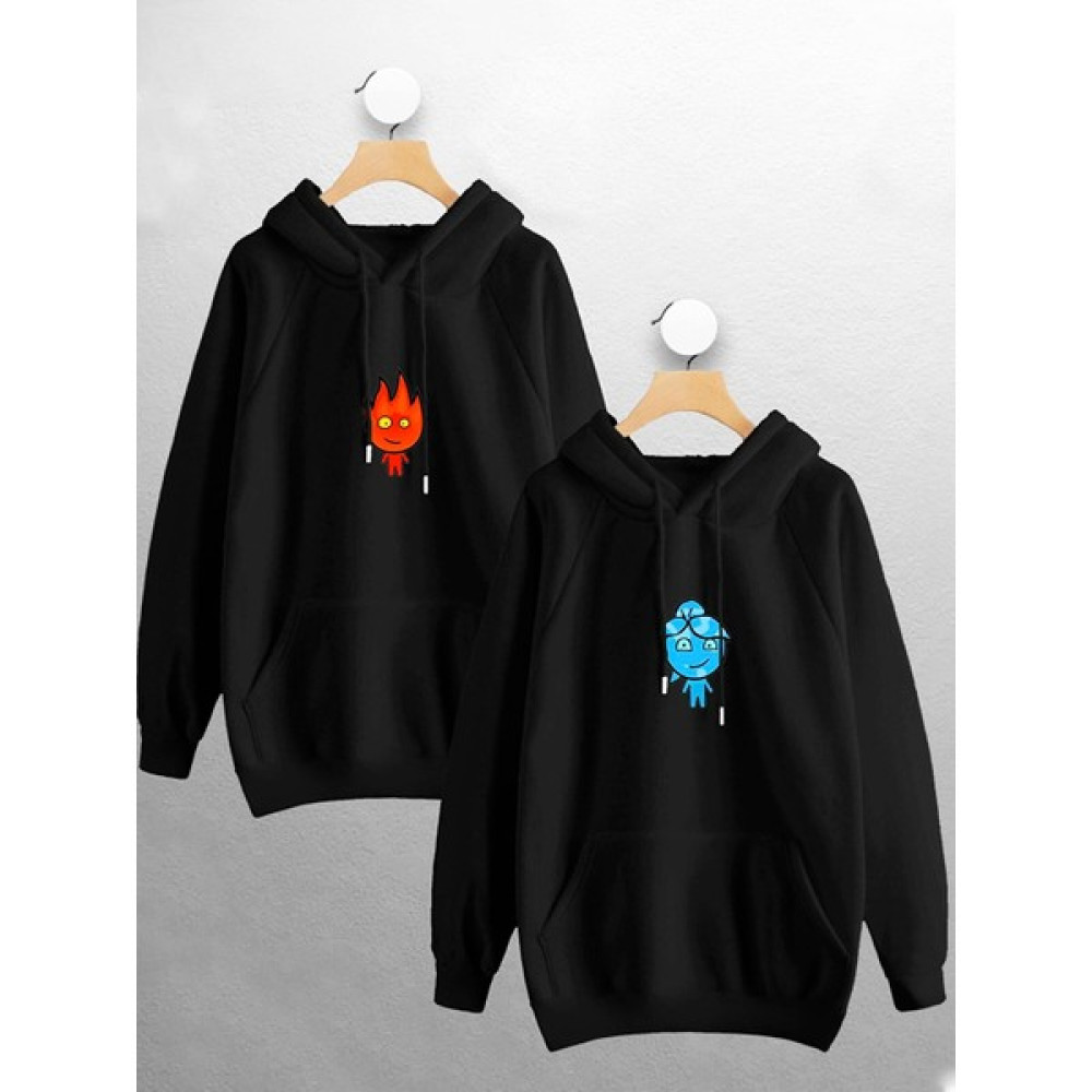 Joza Outdoors Kadın Erkek Ateş ve Su Sevgili Çift Kombini Tasarım Kapüşonlu Sweatshirt 2'li Set Çift Takım Bayan Sweatshirt Fiyatı