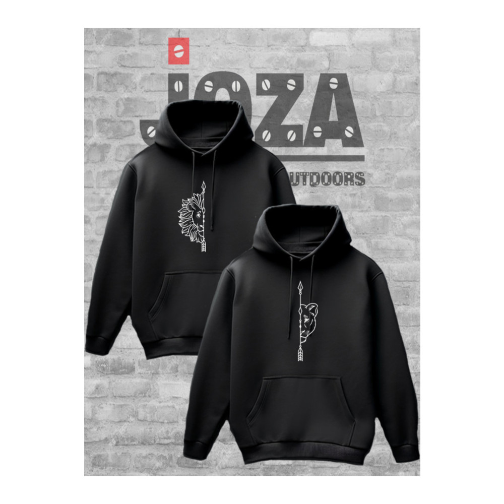 Joza Outdoors Kadın Erkek Unisex Aslan Baskılı Sevgili Çift Kombini Tasarım Kapüşonlu Sweatshirt 2li Takım L/L Beden Bayan Sweatshirt Fiyatı