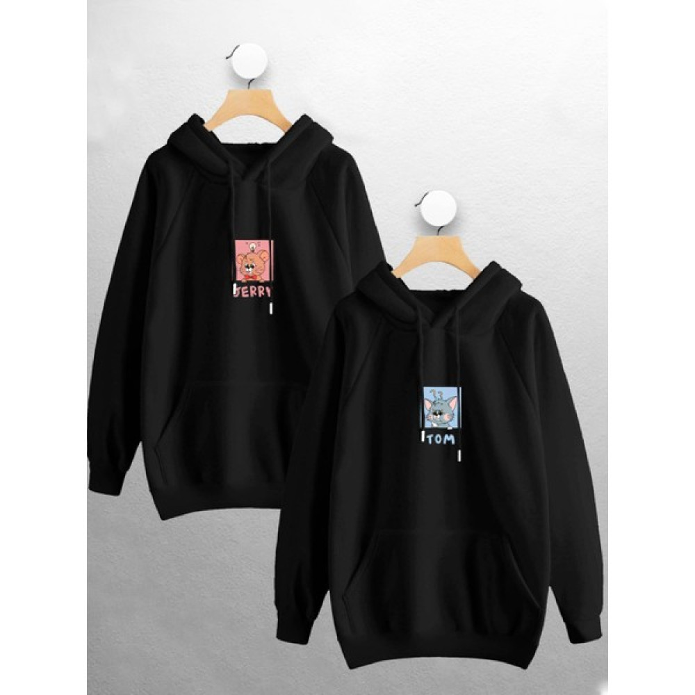 Joza Outdoors Kadın Erkek Unisex Tom ve Jerry Sevgili Çift Kombini Tasarım Kapüşonlu Sweatshirt 2li Set Çift Takım Bayan Sweatshirt Fiyatı