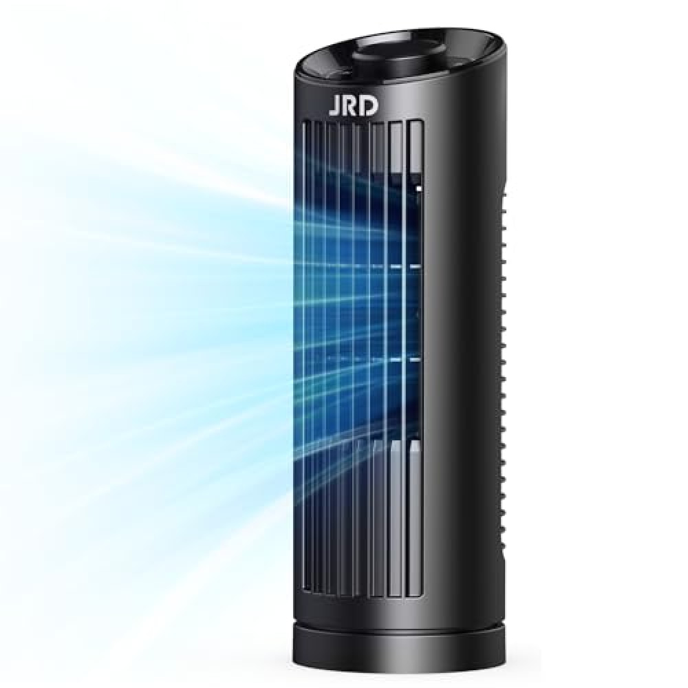 JRD 13" Tower Fan for Bedroom, 23ft/s Bladeless Desk Fan with 3 Speeds, 80 Degree Oscillating, Quiet Operation, Compact & Portable Table Fan for Bedroom Home Office Desktop Ventilation Fan Fiyatı