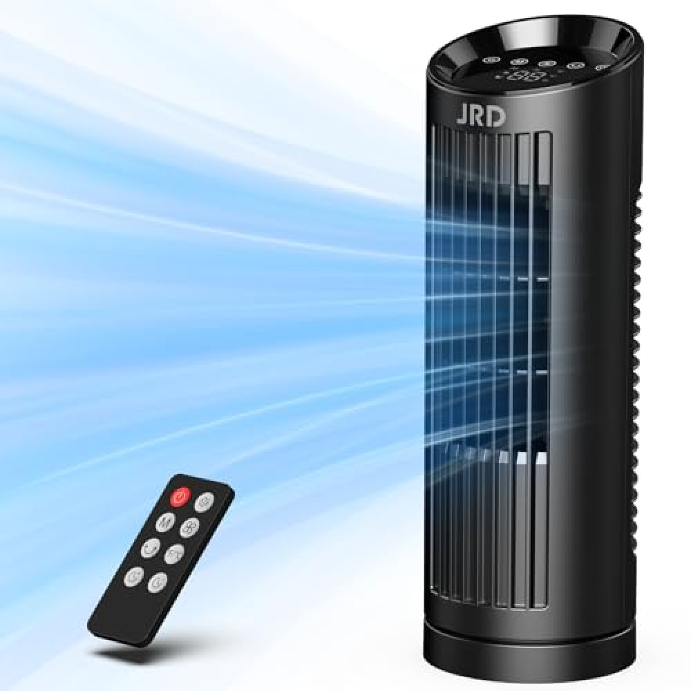 JRD 13'' Tower Fan for Bedroom, Quiet Cooling Desk Fan with Remote, 80° Oscillating, 3 Speed, 4 Mode, 12h Timer, Digital Touch Screen, Portable, Safe Bladeless Table Fan for Home Desktop Office Ventilation Fan Fiyatı