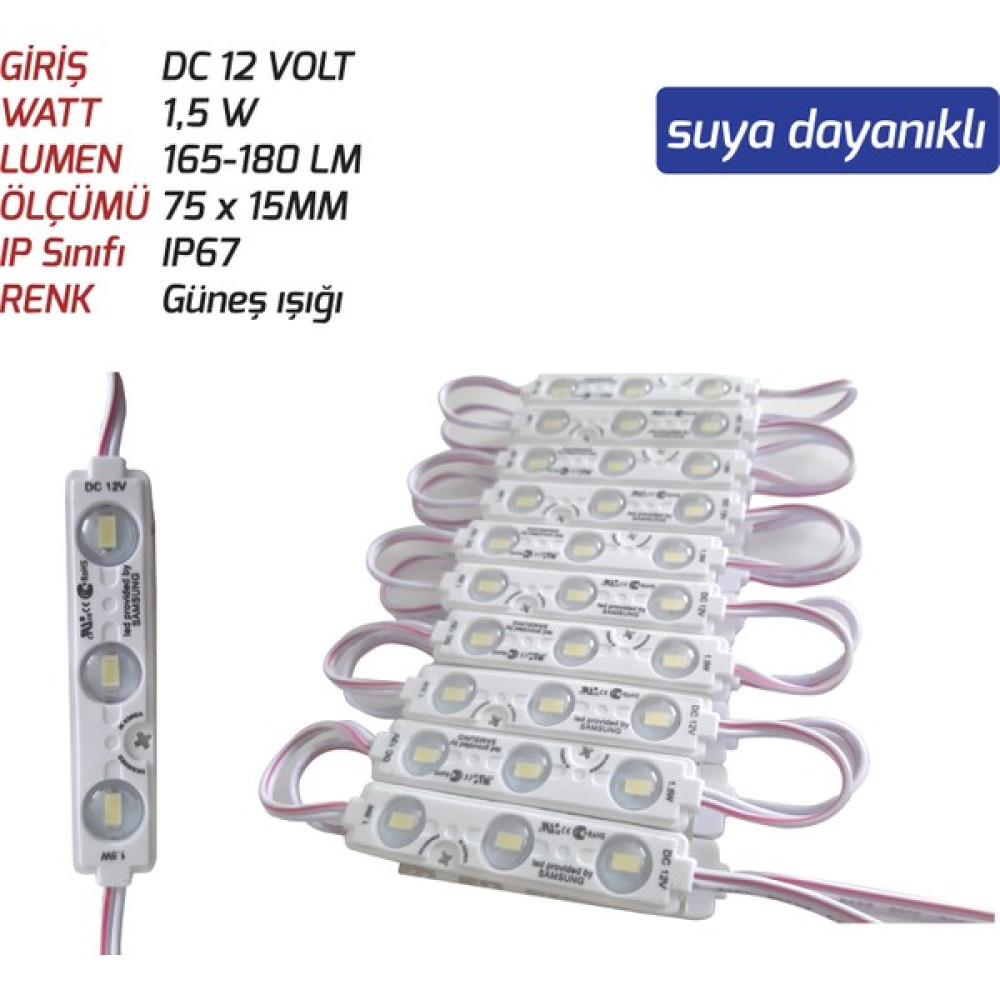 Js-Modül LED 1,5 W 12V Gün Işığı Renk 20 Adet Paket Sıralı ((Suya Dayanıklı)) Led Aydınlatmalar Fiyatı