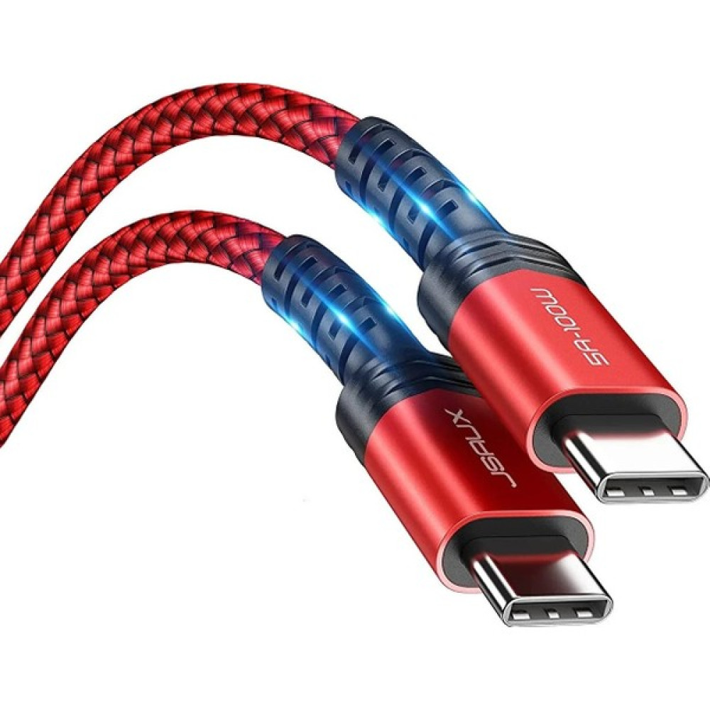 Jsaux 100w 3 Metre 5 Amper Süper Hızlı Type-C to Type-C Şarj Ve Data Kablosu - Kırmızı - cc0020 Cep Telefonu Şarj Cihazı Fiyatı