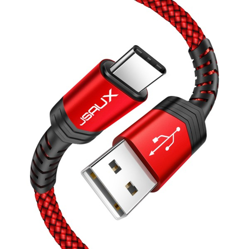 Jsaux Profesyonel Serisi USB To Type-C 3 Amper Hızlı Şarj ve Data Kablosu 1 Metre CC0011 - Kırmızı Cep Telefonu Şarj Cihazı Fiyatı