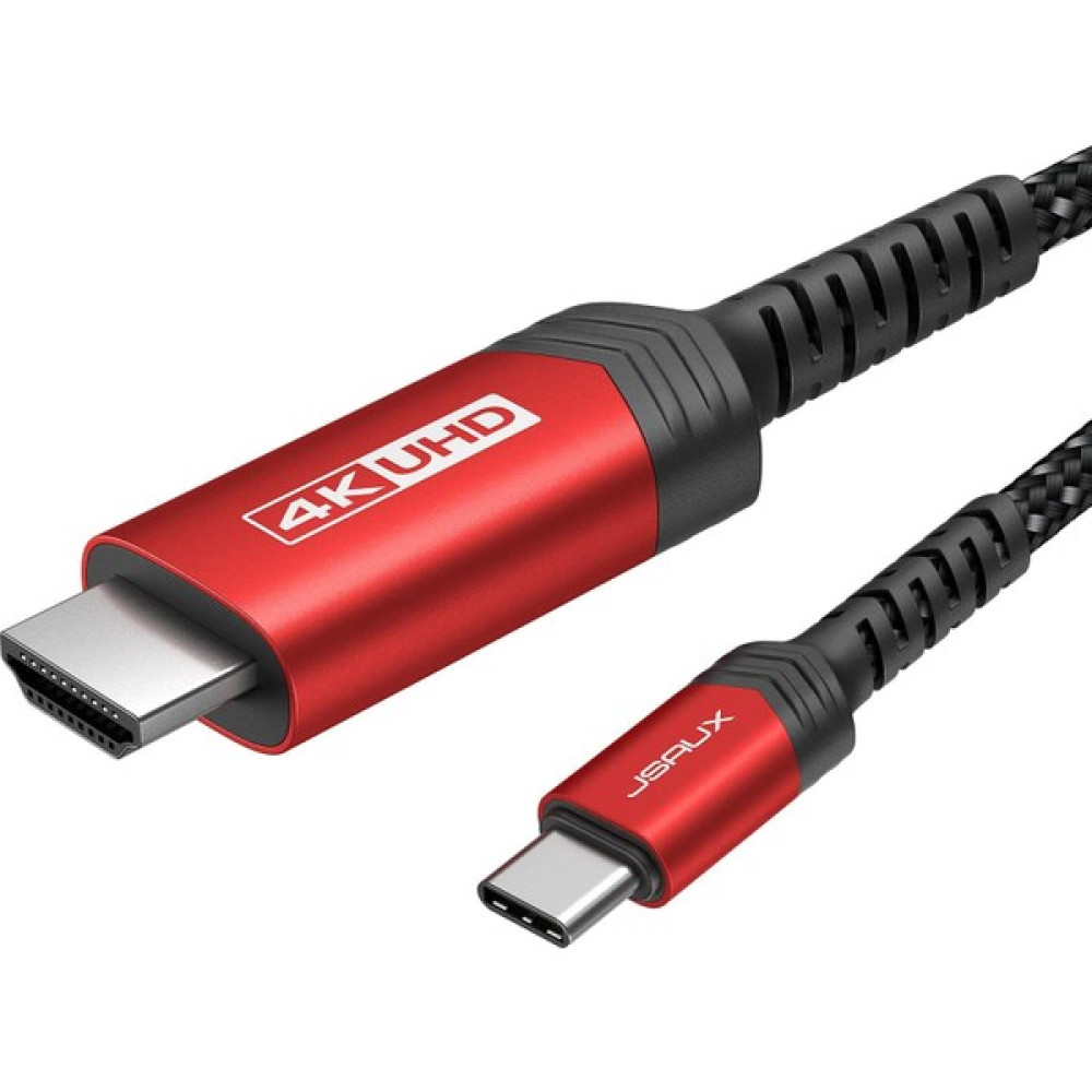 Jsaux USB C Type-C To HDMI Görüntü Aktarım Kablosu 4K@60Hz USB 3.1 Type-C HDMI 2.0 Kablosu - Kırmızı - 1 metre Cep Telefonu Kablosu Fiyatı