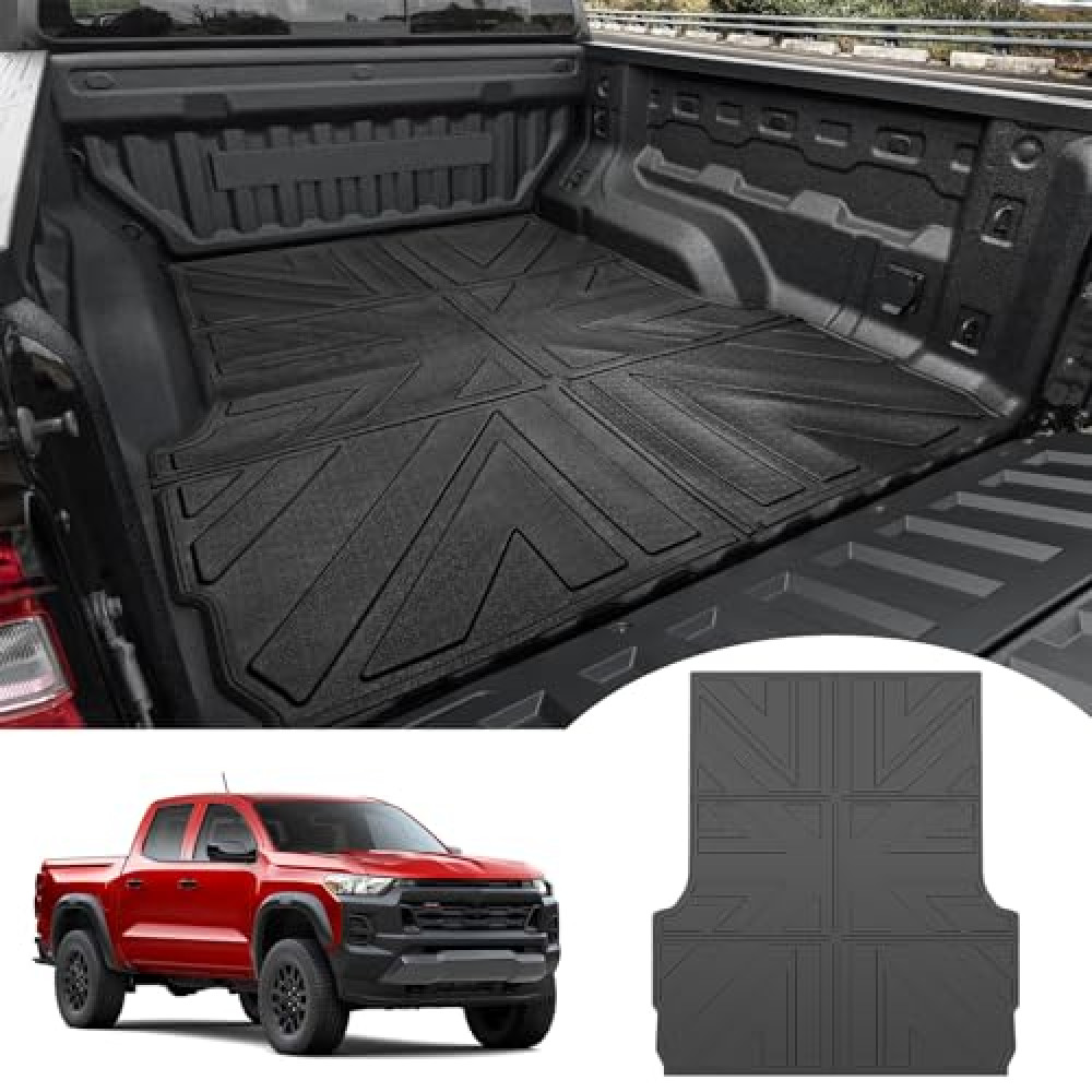 JTYZSM Truck Bed Mat for 2023 2024 2025 Chevy Colorado/GMC Canyon 5FT Bed Liner All Weather Protection TPE Bed Cargo Mat Rear Trunk Mat for 23+ Chevrolet Colorado/GMC Canyon Pickup Accessories