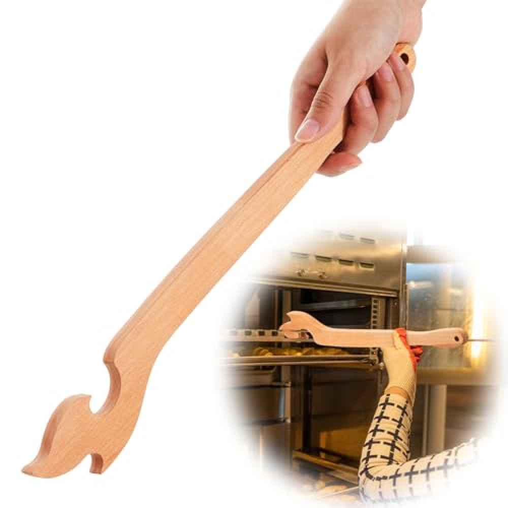 Juexica 15 Inches Extra Long Wood Oven Rack Puller Long Handle Oven Stick for Kitchen Appliances Baking Cooking Toaster Air Fryer Accessories