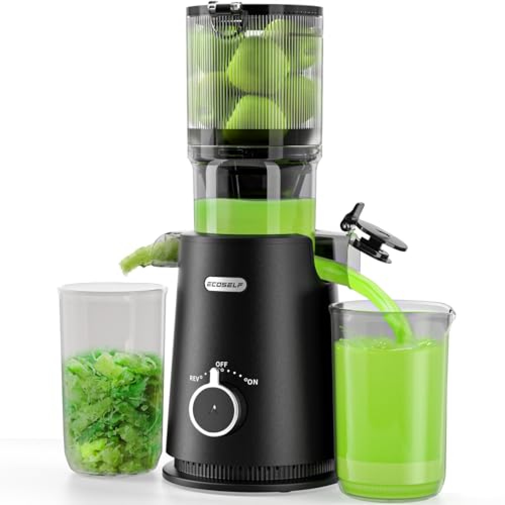 Juicer Machines, ECOSELF Cold Press Juicer with 4.35" Large Feed Chute Fit Whole Fruits & Vegetables, Juicer Machine Self Feeding Effortless for Batch Juicing, High Juice Yield, Easy to Clean Juicers Fiyatı