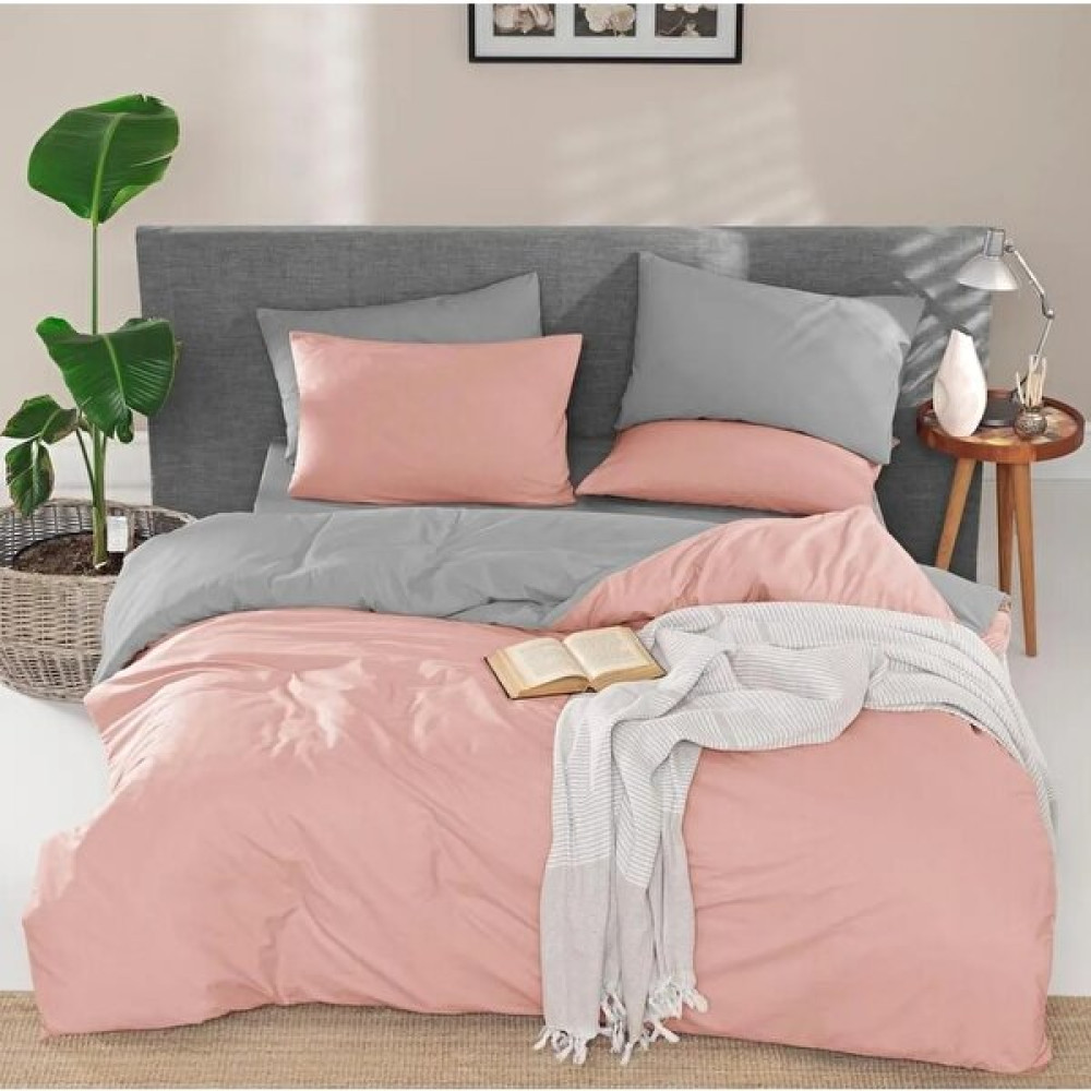 Julia Home Çift Kişilik 160X220 Çift Taraflı Nevresim Yorgan Kılıfı Pembe-Gri - Pembe - Gri - 160 x 220 cm Nevresim Takımı Fiyatı