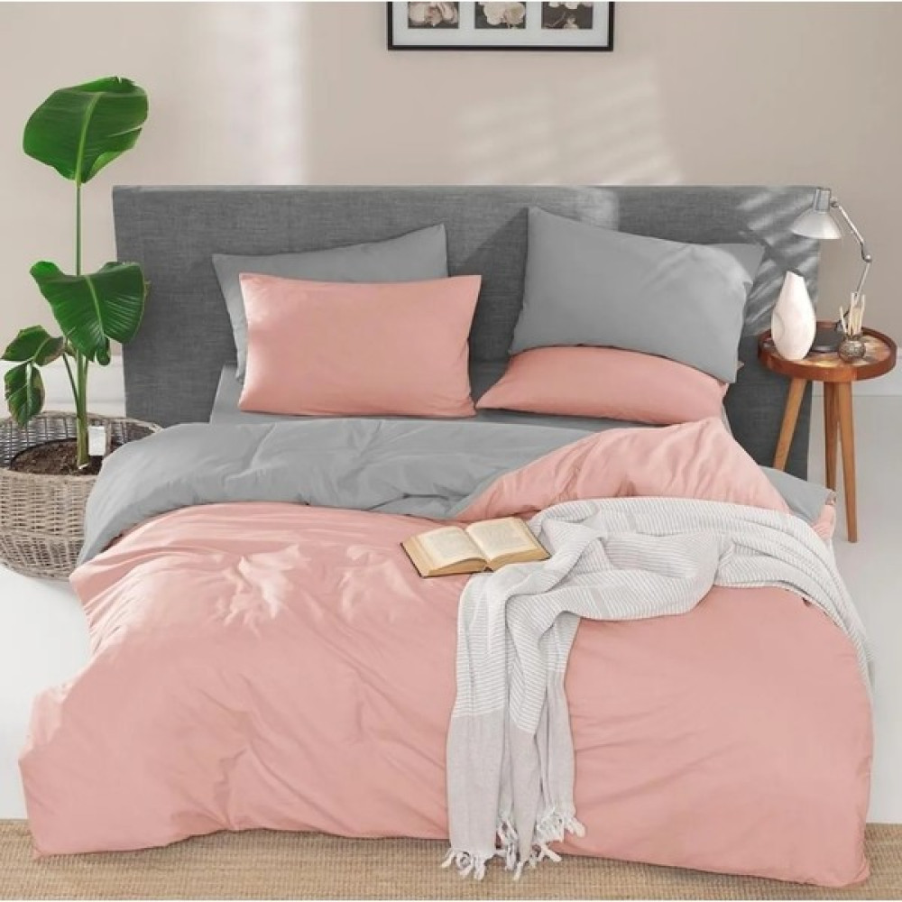 Julia Home Çift Kişilik 200X220 Çift Taraflı Nevresim Yorgan Kılıfı Pembe-Gri - Pembe - Gri - 200 x 220 cm Nevresim Takımı Fiyatı