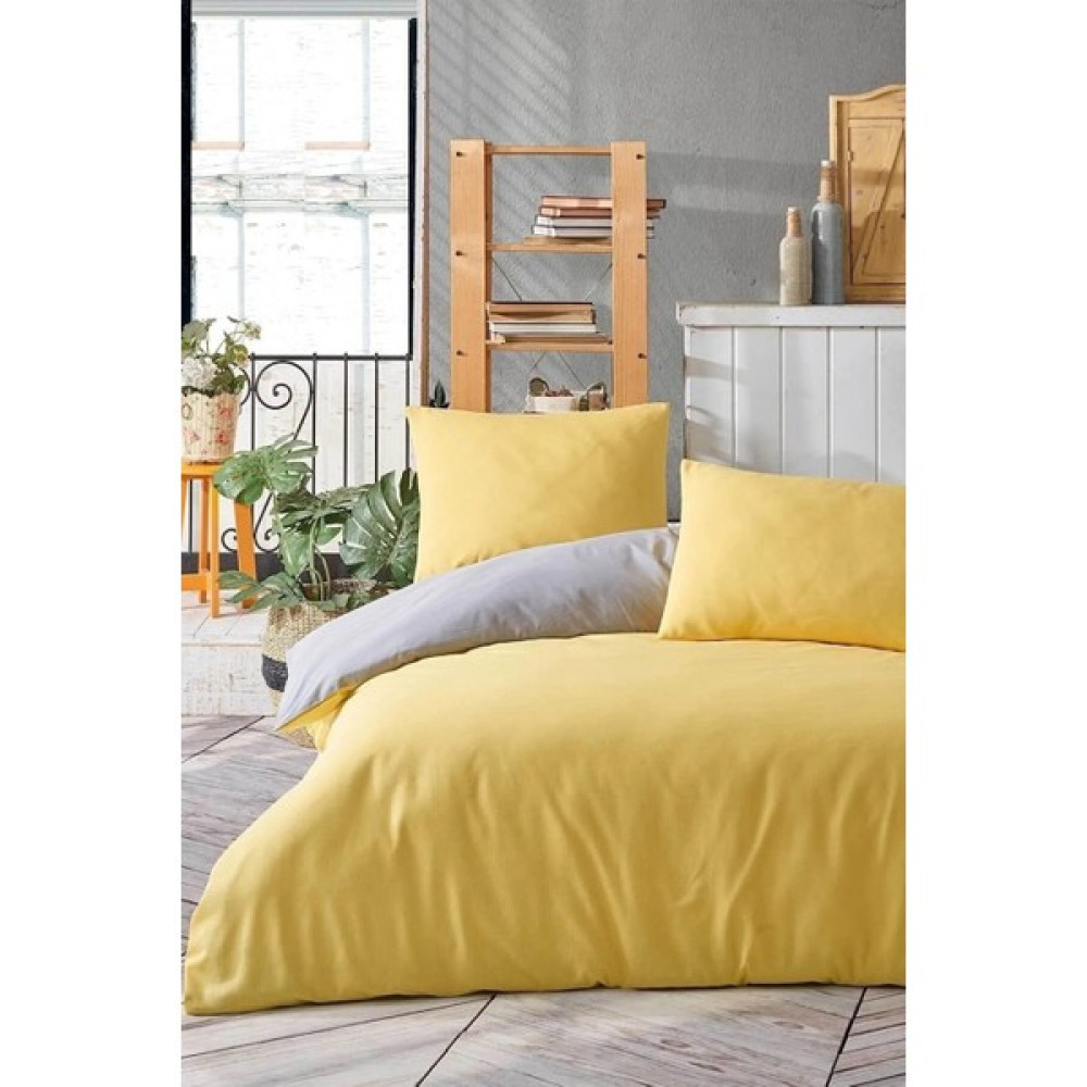 Julia Home Tek Kişilik 135X200 Çift Taraflı Nevresim Yorgan Kılıfı Sarı-Gri - Sarı - Gri - 135 x 200 cm Nevresim Takımı Fiyatı