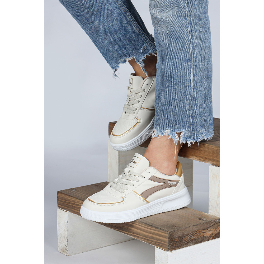 Jump Bej - Beyaz Kadın Sneaker Kışlık Rahat Spor Ayakkabı 37 Beden Spor Ayakkabı Fiyatı