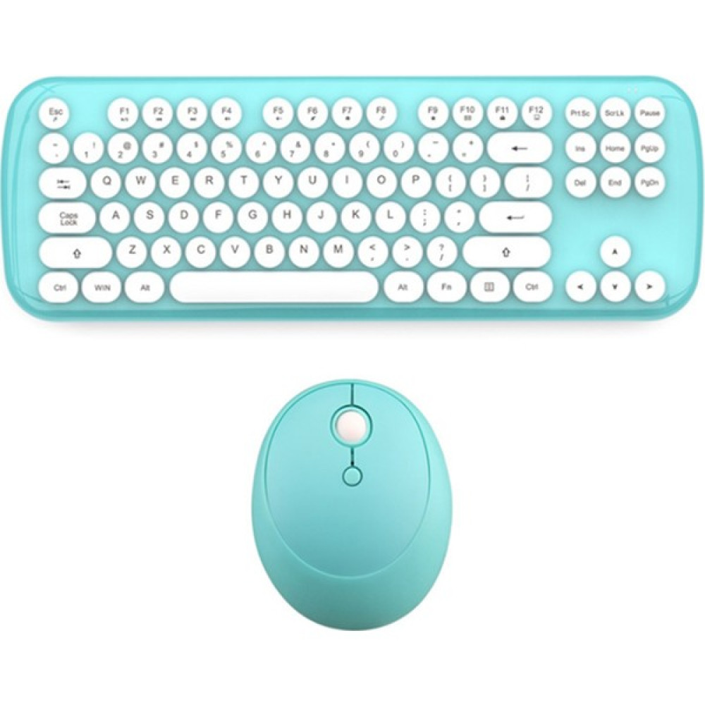 JunChang Mini Kablosuz Klavye ve Mouse Seti Yuvarlak Bluetooth Klavye ve Mouse-Mavi (Yurt Dışından) - Mavi Klavye - Mouse Fiyatı