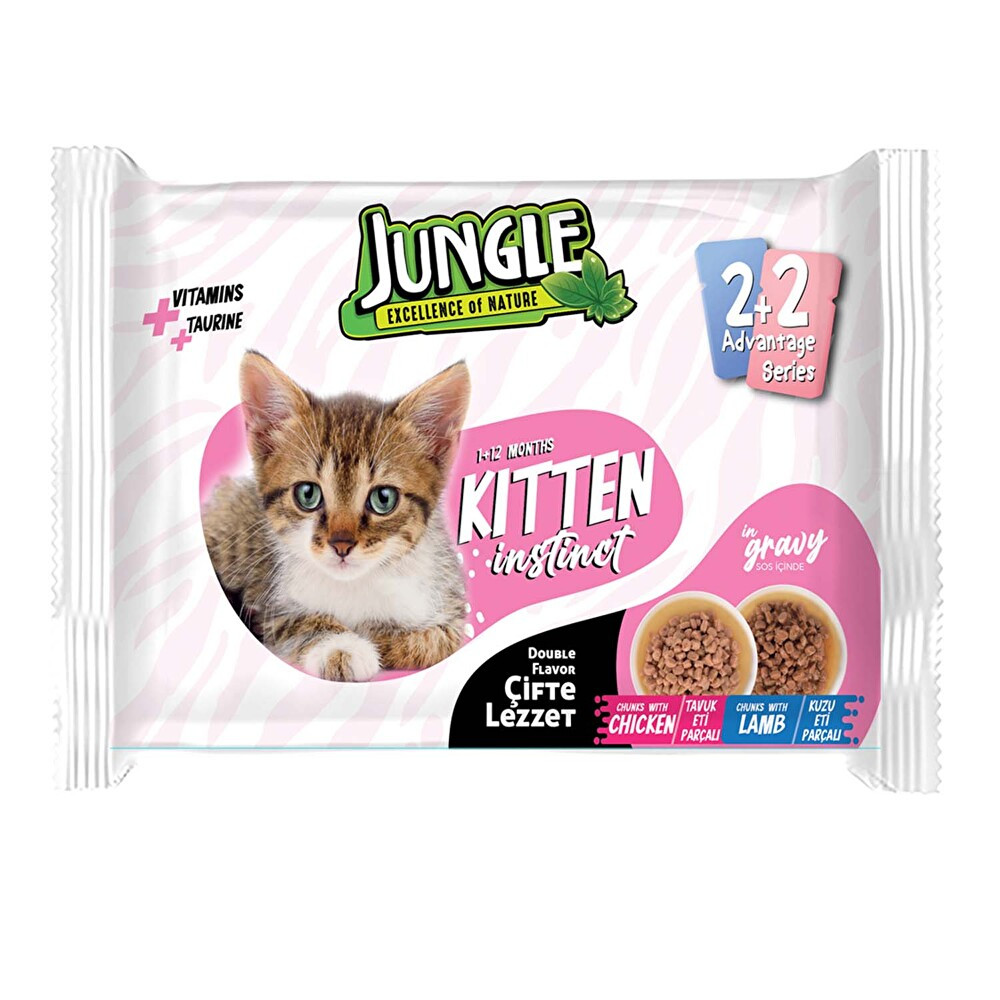 Jungle Çifte Lezzet Pouch Yavru Kedi Tavuk Eti Parçalı  4X100 g Evcil Hayvan Ürünleri Fiyatı
