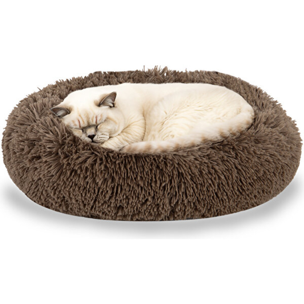 Jungolica Pet Products Sofy, Donut Şeklinde Sakinleştirici Etkili, Yüksek Kaliteli, Peluş Kedi ve Köpek Yatağı - M - Koyu Kahverengi Evcil Hayvan Ürünleri Fiyatı