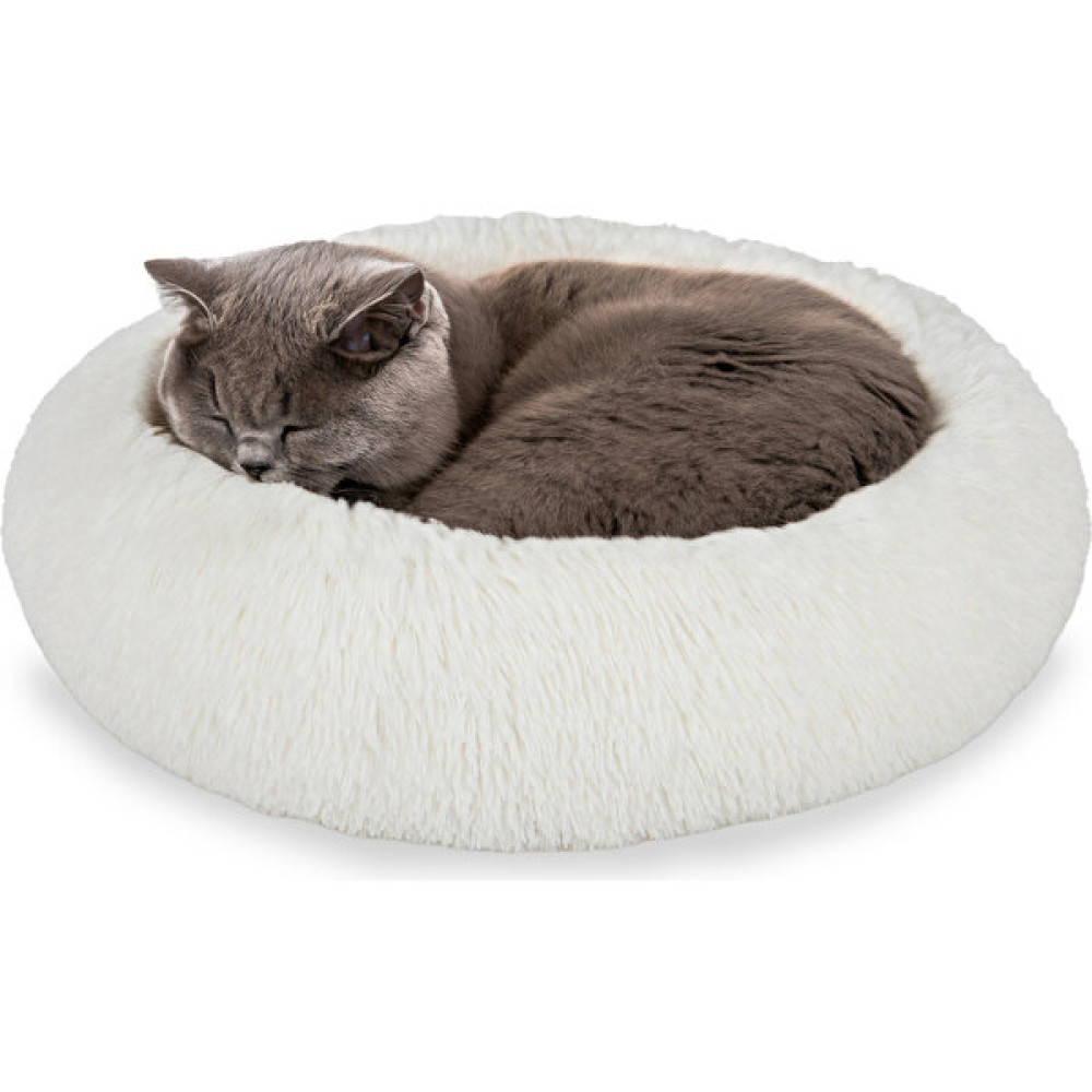 Jungolica Pet Products Sofy, Donut Şeklinde Sakinleştirici Etkili, Yüksek Kaliteli, Peluş Kedi ve Köpek Yatağı - S - Beyaz Evcil Hayvan Ürünleri Fiyatı