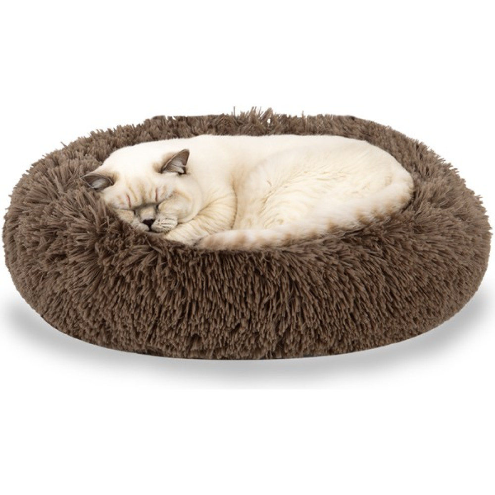 Jungolica Pet Products Sofy, Donut Şeklinde Sakinleştirici Etkili, Yüksek Kaliteli, Peluş Kedi ve Köpek Yatağı - S - Koyu Kahverengi Evcil Hayvan Ürünleri Fiyatı