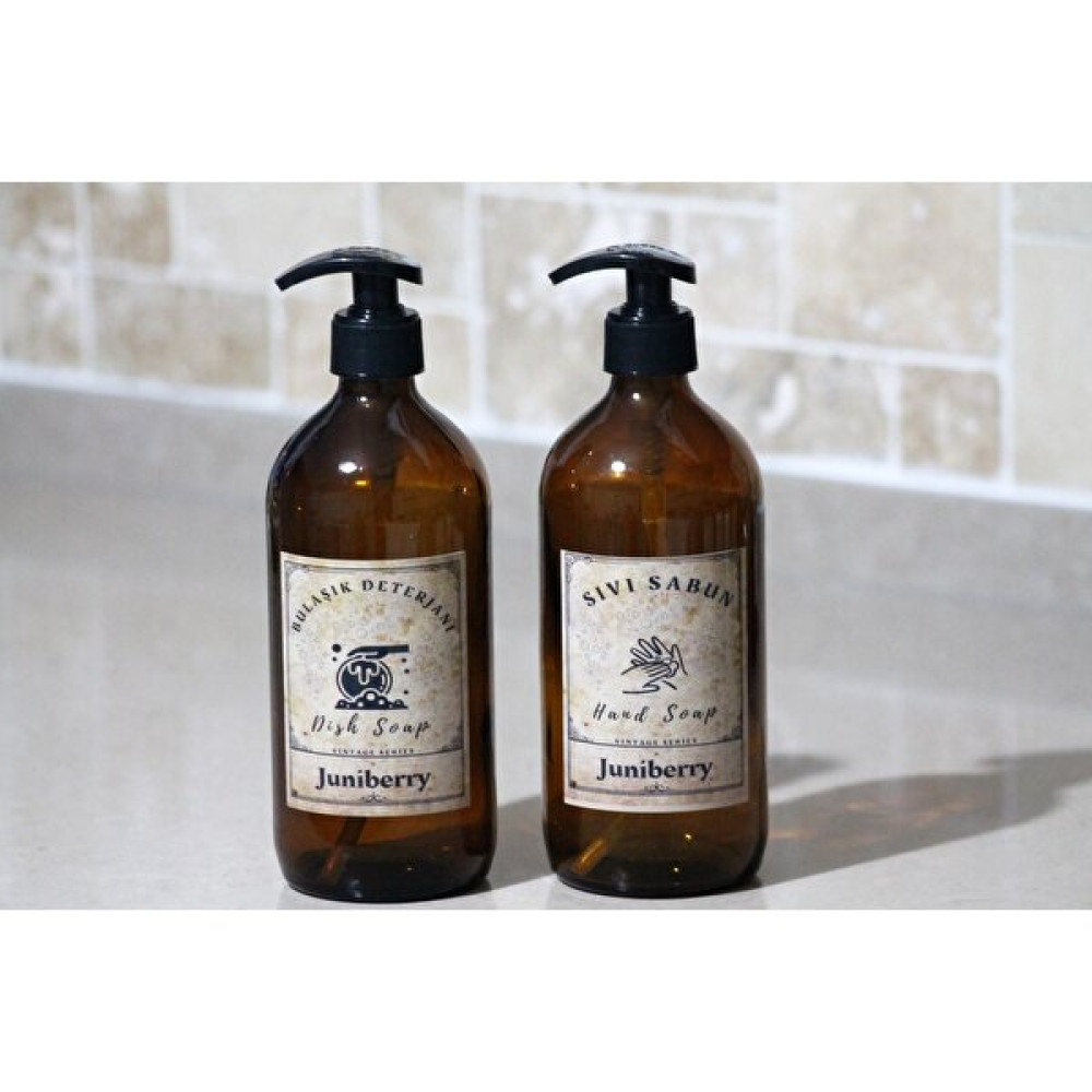 Juniberry 2li Vintage Serisi Amber Cam Şişe 2X500ML Bulaşık Deterjanlık Sıvı Sabunluk Suya Dayanıklı Etiket Saklama Kapları Fiyatı