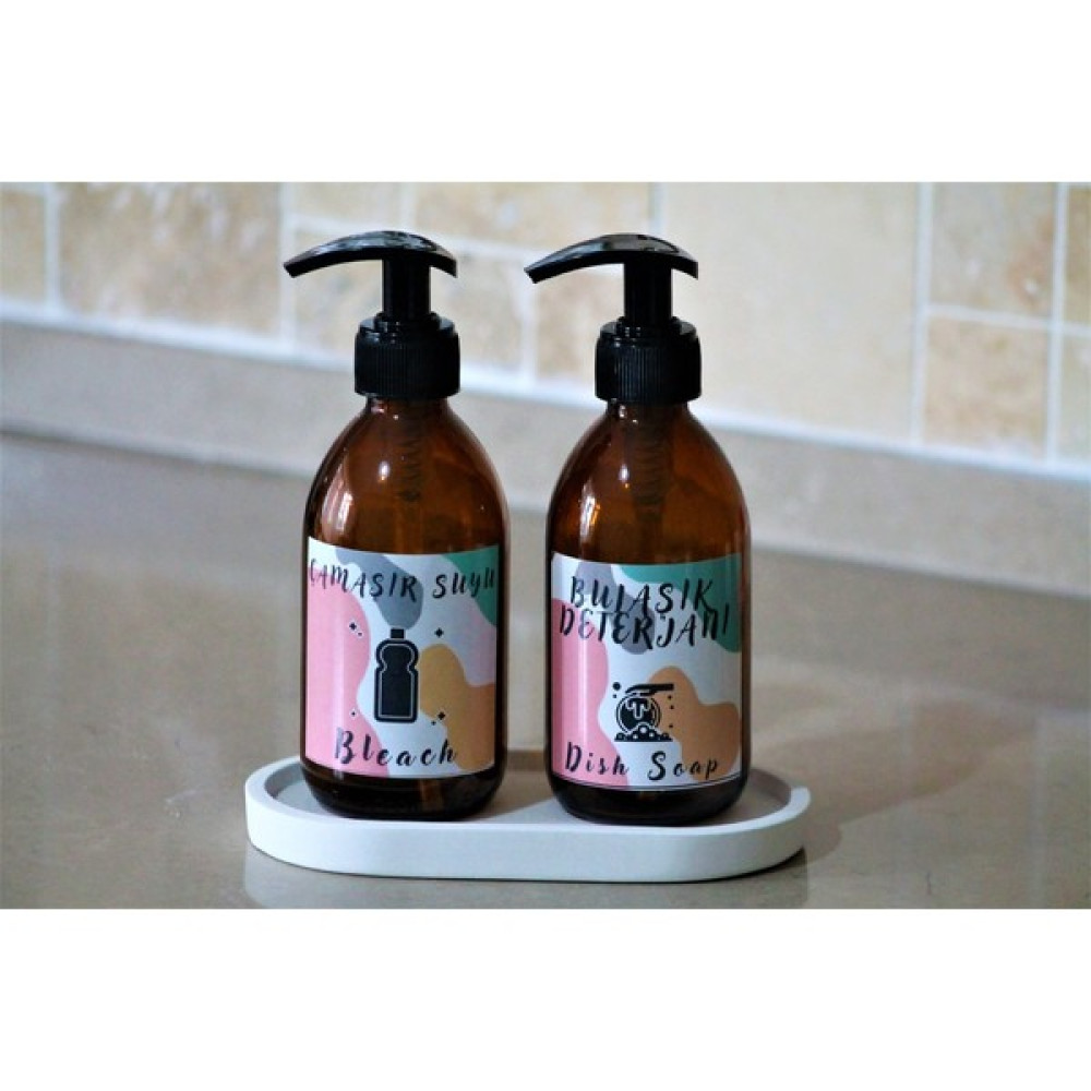 Juniberry 4'Lü Set (Kurulama Bezi Hardal Renk Havlu Amber Cam Şişe Çamaşır Suyu Bulaşık Deterjanlık 2x250 Ml Ve Beton Altlık) Sabunluk Fiyatı
