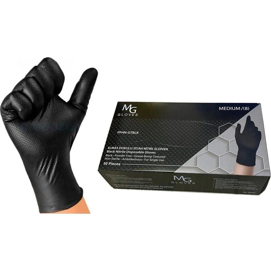 Junıor Mg Gloves Elmas Dokulu Siyah Nitril Eldiven - XL Diğer Fiyatı