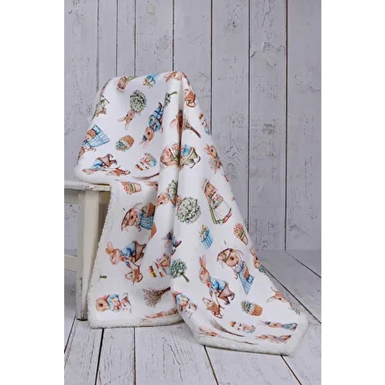 juniperus Tavşan Bebek Battaniyesi Kalın Koyun Tüyü Çiçek Desenli Renkli Unisex - 100 x 81 cm Bebek Battaniyesi Fiyatı