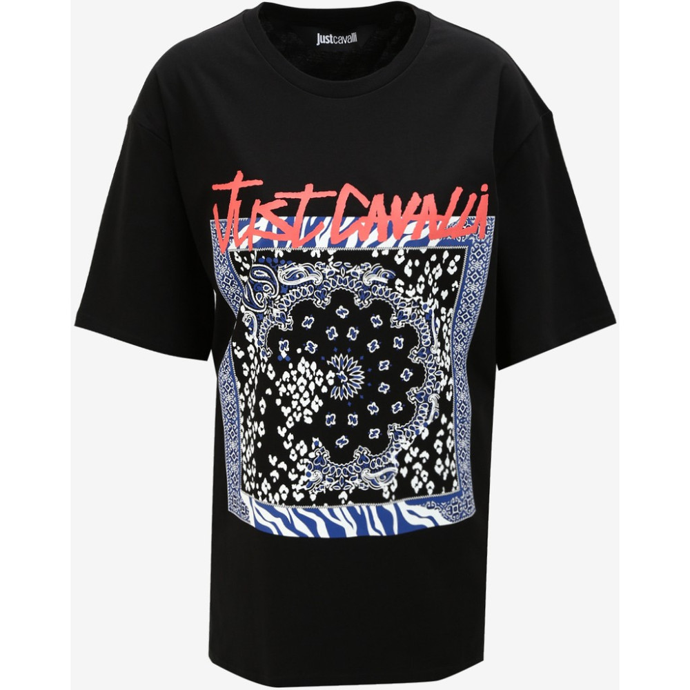Just Cavalli Bisiklet Yaka Siyah Erkek T-Shirt 75OAHF04 Erkek Atlet / Fanila Fiyatı