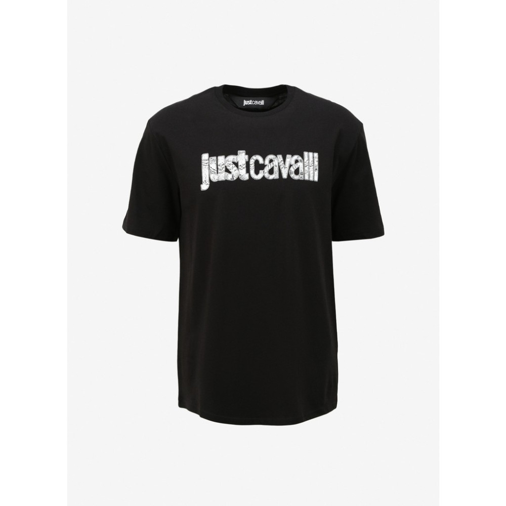 Just Cavalli Bisiklet Yaka Siyah Erkek T-Shirt 75OAHG05 Erkek Atlet / Fanila Fiyatı