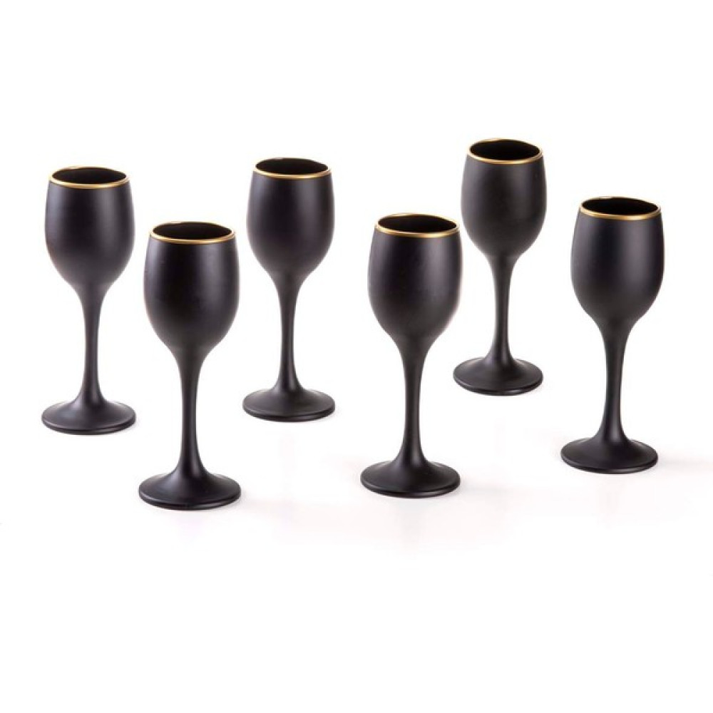 Just Cheap Grappa Mat Siyah Ayaklı Kahve Yanı Su Bardağı Premium 6 Lı Set Kadeh 125CC x 6 Adet - Beyaz Fincan / Bardak / Kahve Takımı Fiyatı