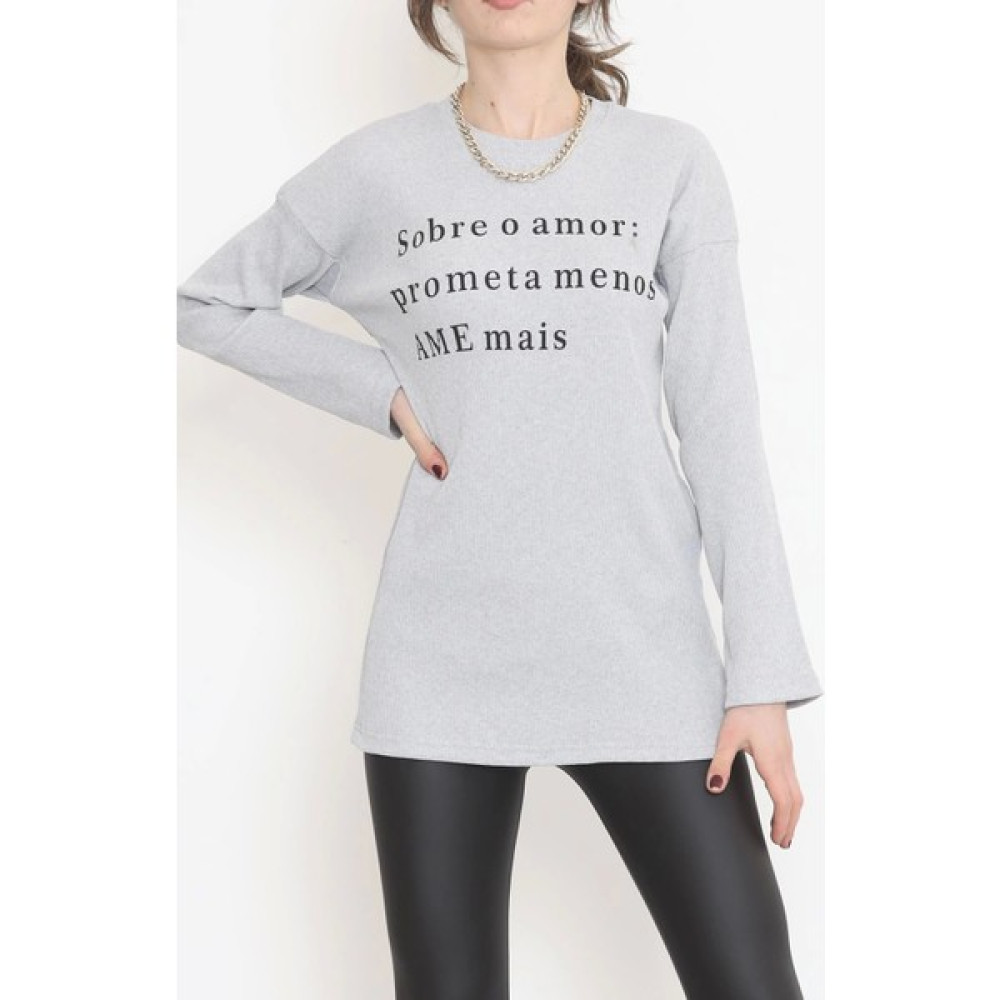 Just Cheap Store Kaşkorse Baskılı Tunik Gri - 4003.1567. Erkek Sweatshirt Fiyatı