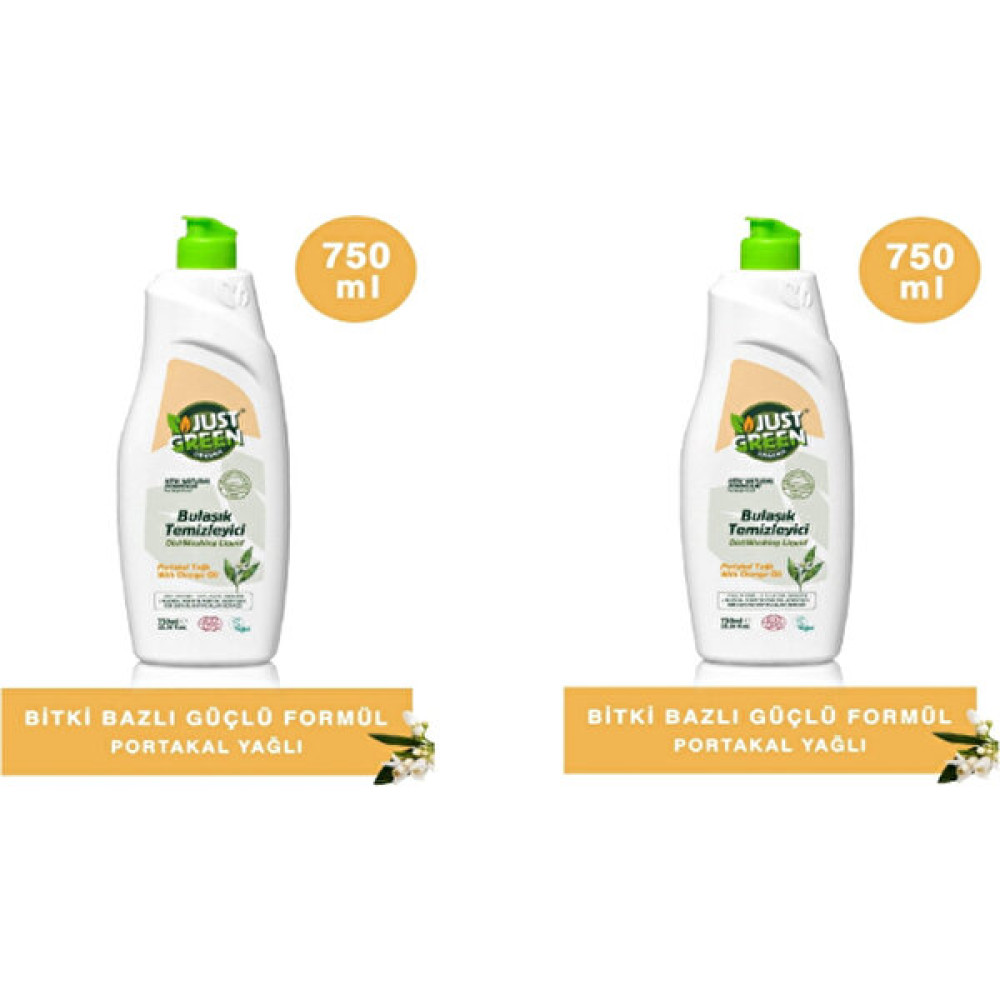 Just Green Organic 2'li Elde Bulaşık Deterjanı 2 x 750 ml - 1,5 lt Bulaşık Yıkama Fiyatı