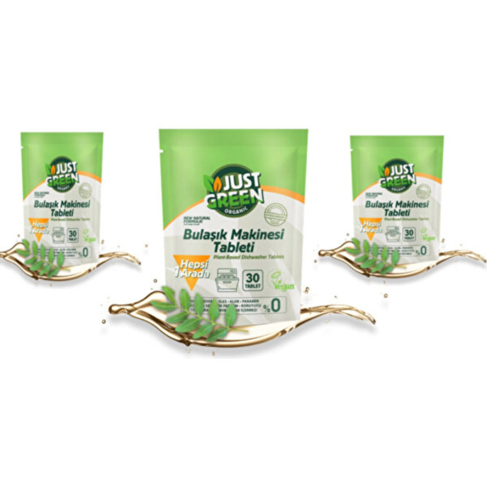 Just Green Organic 3'lü Bulaşık Makinesi Tableti 3X480GR Bulaşık Yıkama Fiyatı