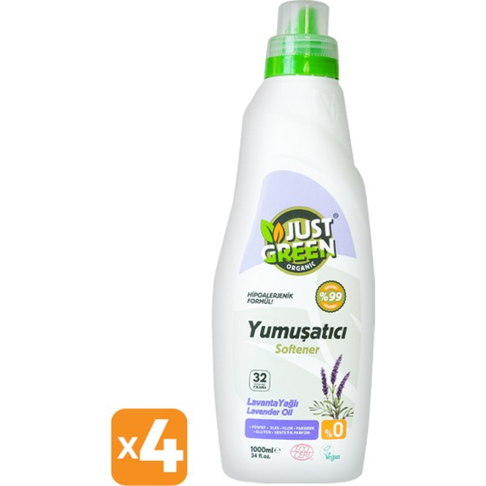 Just Green Organic 4'lü Yumuşatıcı 4 x 1000 ml - 4 lt Yumuşatıcı Fiyatı