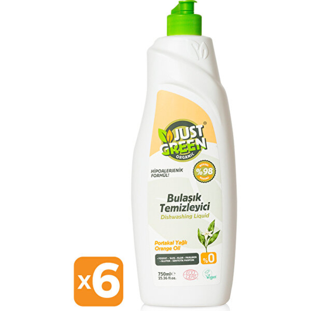 Just Green Organic 6'lı Elde Bulaşık Deterjanı 6X750ML - 6 lt Çamaşır Deterjanı Fiyatı